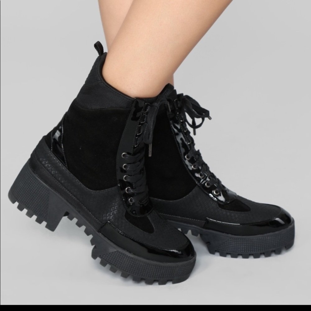 Black lace up boots
